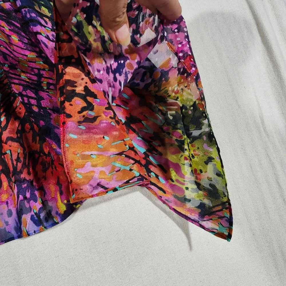 Alex Evenings Womens 1X 2 Piece Set Abstract Multi Color Tiered Top Shrug Jacket